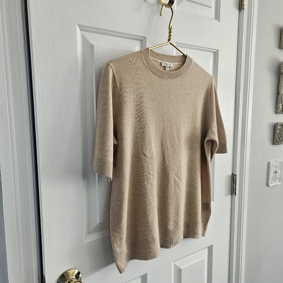 NWOT Lafayette 148 New York Cashmere Crew Neck Short Sleeve Sweater - Picture 3 of 8